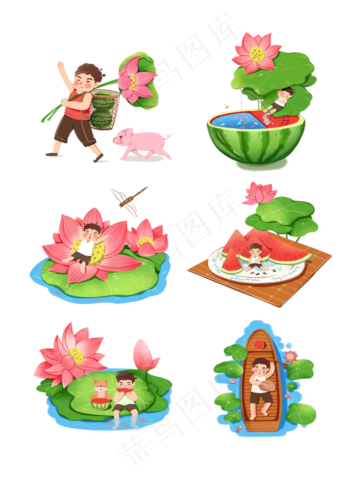 手绘风夏至二十四节气png(1024X1369(DPI:300))psd模版下载