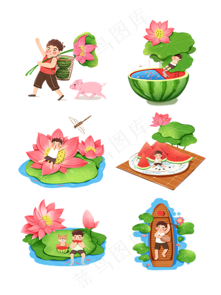 手绘风夏至二十四节气png