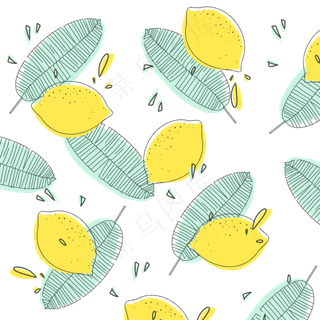 小清新简约手绘柠檬水果底纹