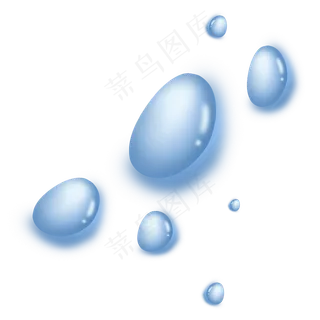 蓝色立体露珠水滴,免抠元素