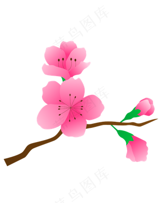 卡通免扣粉色花朵