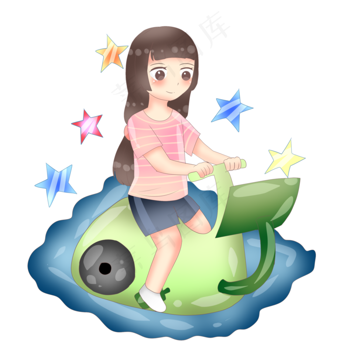 骑脚踏车健身的小女孩,免抠元素