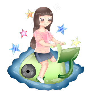 骑脚踏车健身的小女孩,免抠元素