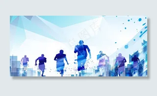 五四青年节运动奔跑几何Banner