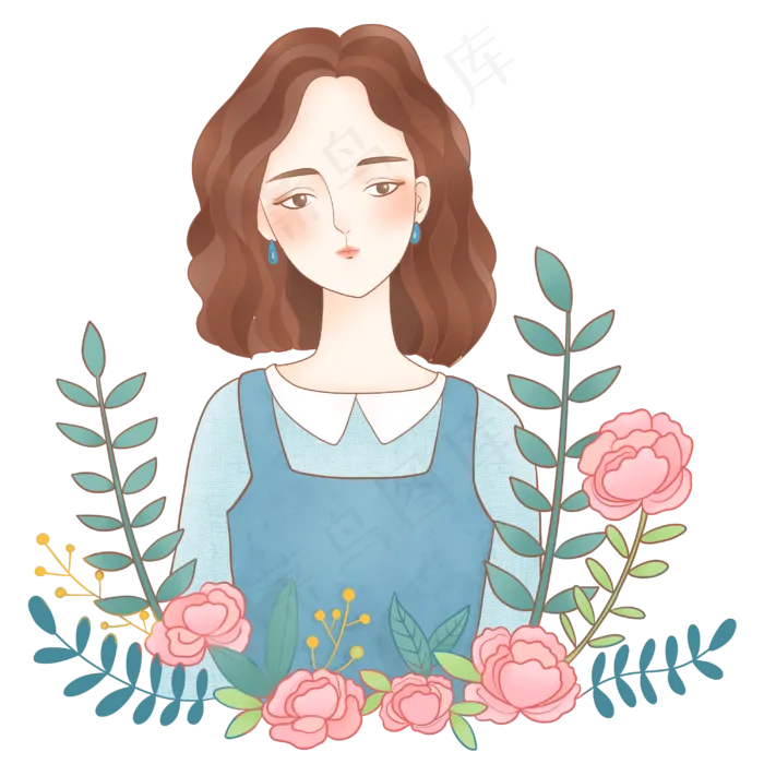 女神节女生节清新甜美人物肖像少,免抠元素(3000X3000(DPI:150))psd模版下载