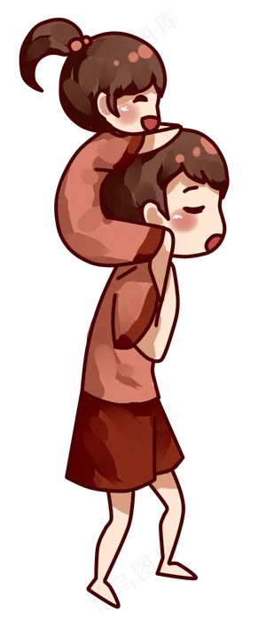 父亲节父女父亲背女儿