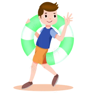 夏至拿游泳圈男孩