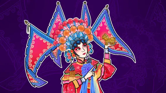 紫色系漫画国潮京剧