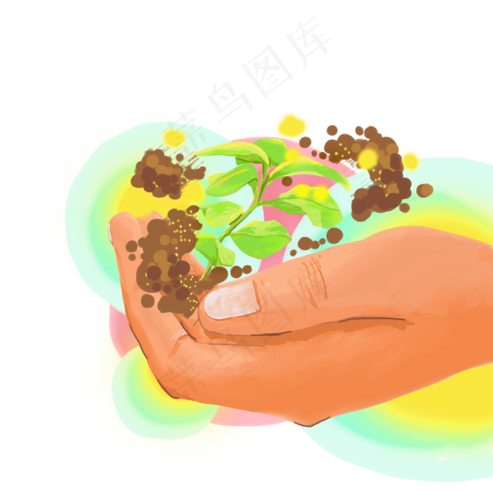 手创意植树绿色春天园丁PNG(4000X4000(DPI:300))psd模版下载
