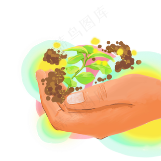 手创意植树绿色春天园丁PNG
