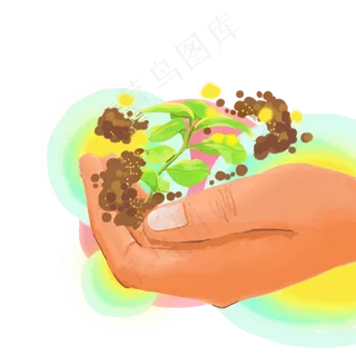手创意植树绿色春天园丁PNG