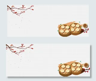 浅色古风美食小笼包食品电商banner