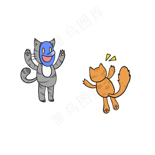 卡通猫咪戴面具恐吓