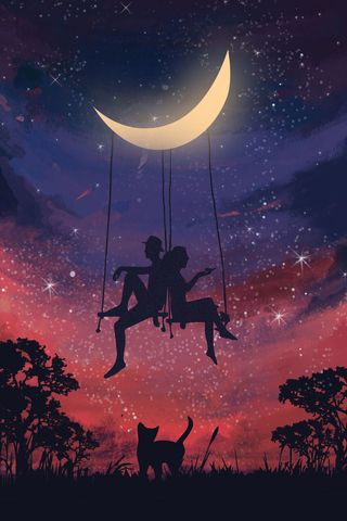 情人节浪漫星空情侣约会风景