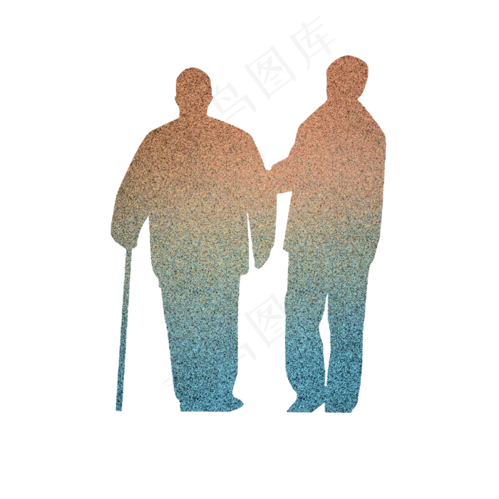 父亲节噪点渐变拐杖剪影(3543X4724(DPI:150))psd模版下载