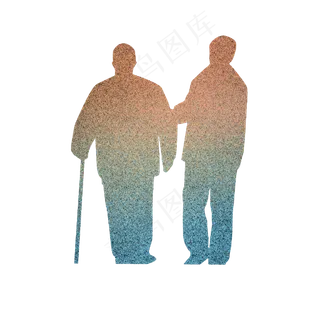 父亲节噪点渐变拐杖剪影