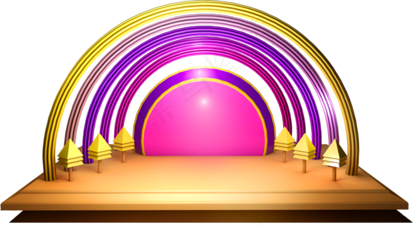 618彩色彩虹形状立体舞台效果