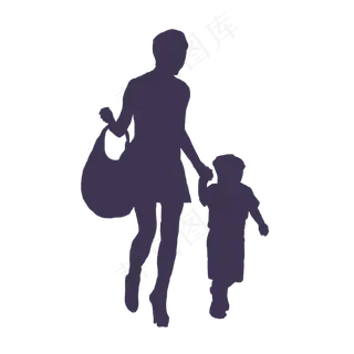 卡通母亲节人物母子剪影矢量素材