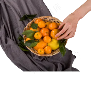 黄色创意一篮子橘子食物元素