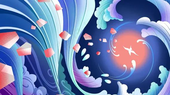 蓝色系卡通手绘风神话系列鸟配图 蓝色系卡通手绘风神话系列鸟配图