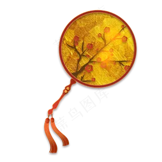 中国风烫金古风扇子,免抠元素