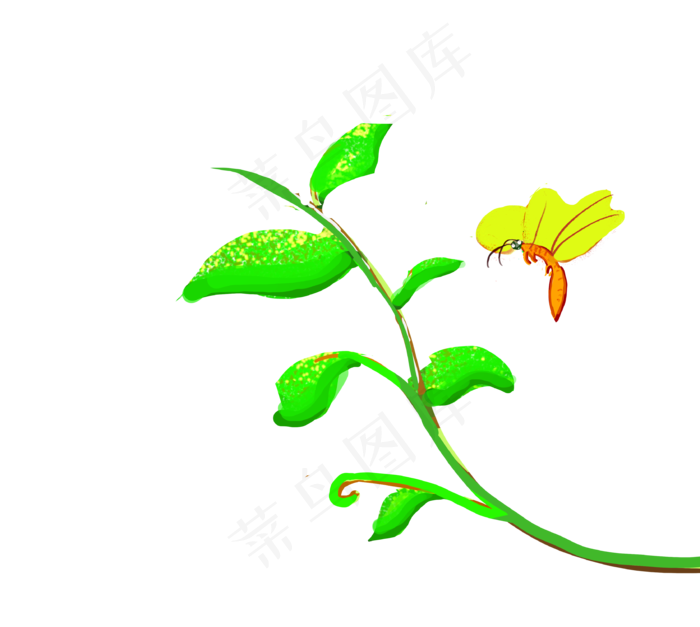 黄色飞行的蝴蝶插图