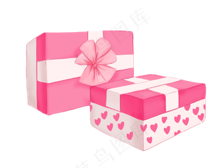 粉红情人节礼物盒,免抠元素