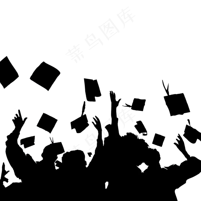 毕业季剪影黑白胜利(2000X2000(DPI:300))psd模版下载