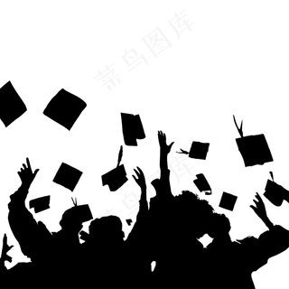 毕业季剪影黑白胜利