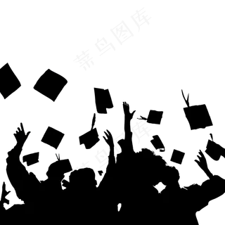 毕业季剪影黑白胜利