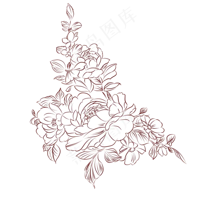 植物花草花线稿(2000X2000(DPI:300))psd模版下载