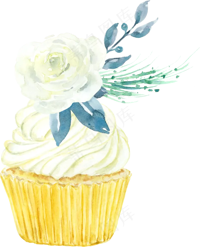卡通水彩小清新生日婚礼小蛋糕,免抠元素(1342*1661px 300 dpi )