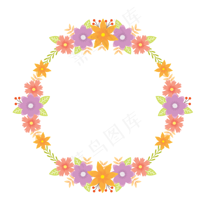 夏至夏天夏季花环免扣素材