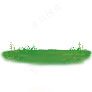 清新绿色水彩草地png免抠图,免抠元素