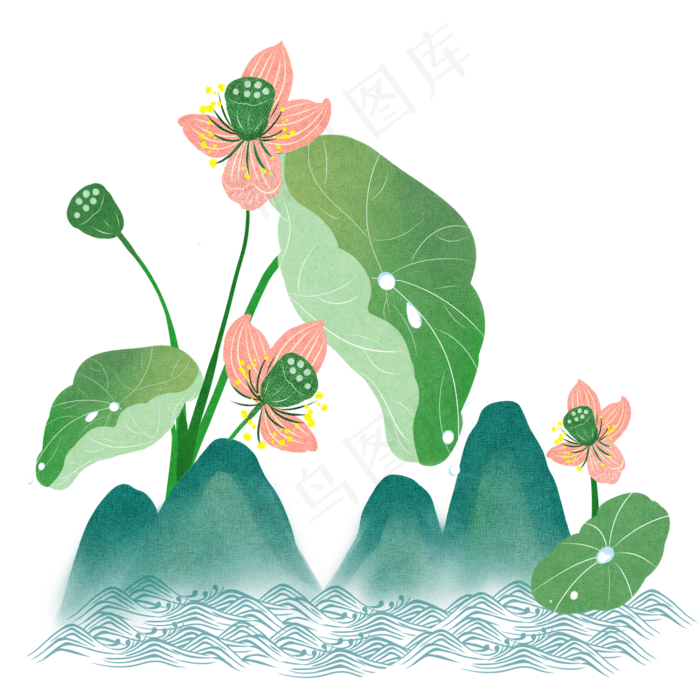 荷花荷叶(2000X2000(DPI:299))psd模版下载