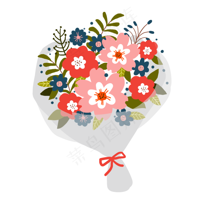 手绘暖色系花朵送礼捧花花束PNG免,免抠元素(2000*2000px 300 dpi )psd模版下载