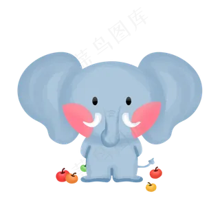 世界动物日可爱萌动物大象苹果手,免抠元素