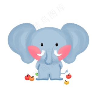 世界动物日可爱萌动物大象苹果手,免抠元素