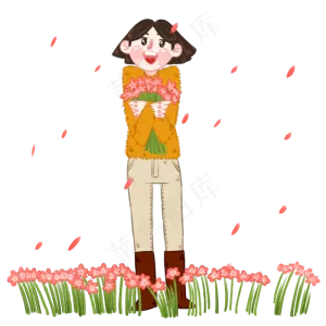 妇女节拿着鲜花女孩
