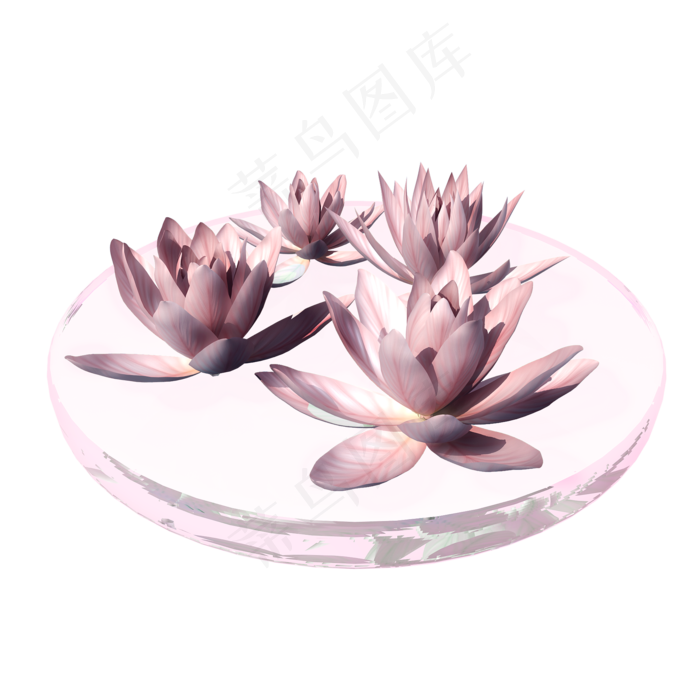 立体荷花png图(2000X2000(DPI:300))psd模版下载
