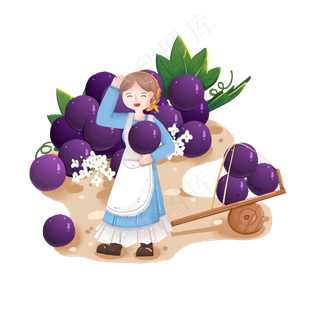 趣味应季水果之秋季葡萄和搬运的