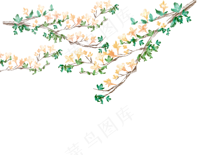 古风花枝树枝(3201X2500(DPI:300))psd模版下载