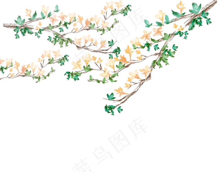古风花枝树枝(3201X2500(DPI:300))psd模版下载