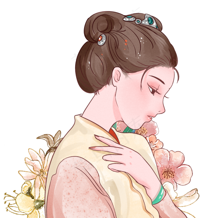 古装侧脸手绘(2000X2000(DPI:299))psd模版下载