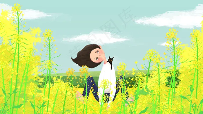 三月你好油菜花田里的漫想(3545X5315(DPI:300))psd模版下载