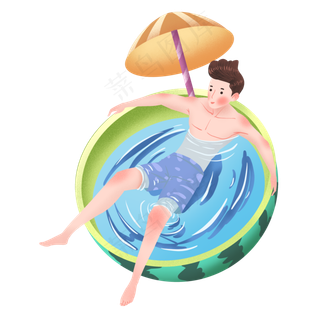 男孩戏水大暑节气