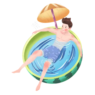 男孩戏水大暑节气