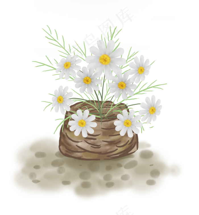 花篮里的白色菊花(2000X2158(DPI:299))psd模版下载