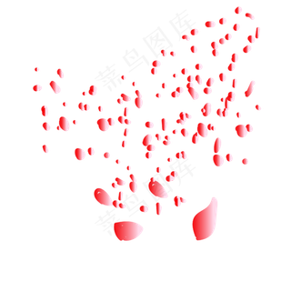 红色玫瑰花瓣效果元素