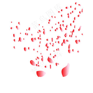 红色玫瑰花瓣效果元素